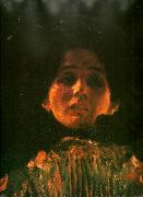 Gustav Klimt en face-portratt av kvinna, oil